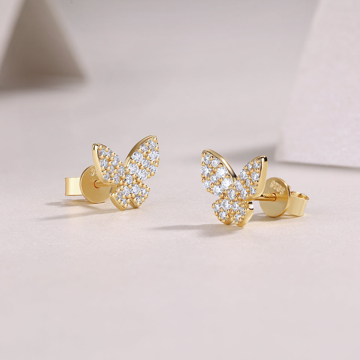 Golden Feather Butterfly - Premium Moissanite Luxury Fashion Light Luxury Jewelry Silver Stud Earrings S925 Silver Electroplated Gold
