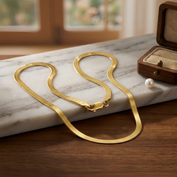 925 Sterling Silver Elegant Gold Herringbone Chain Necklace