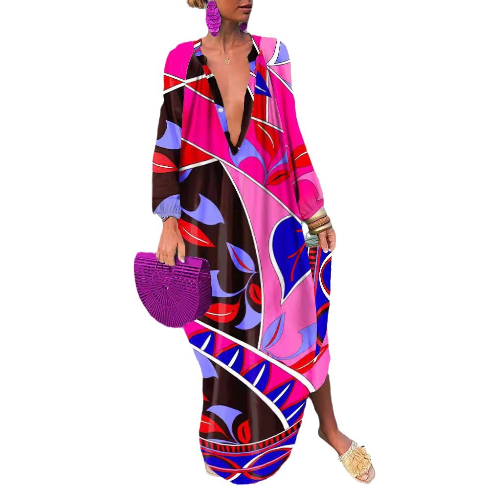 Top-selling Product Fashion Printed V-neck Dress