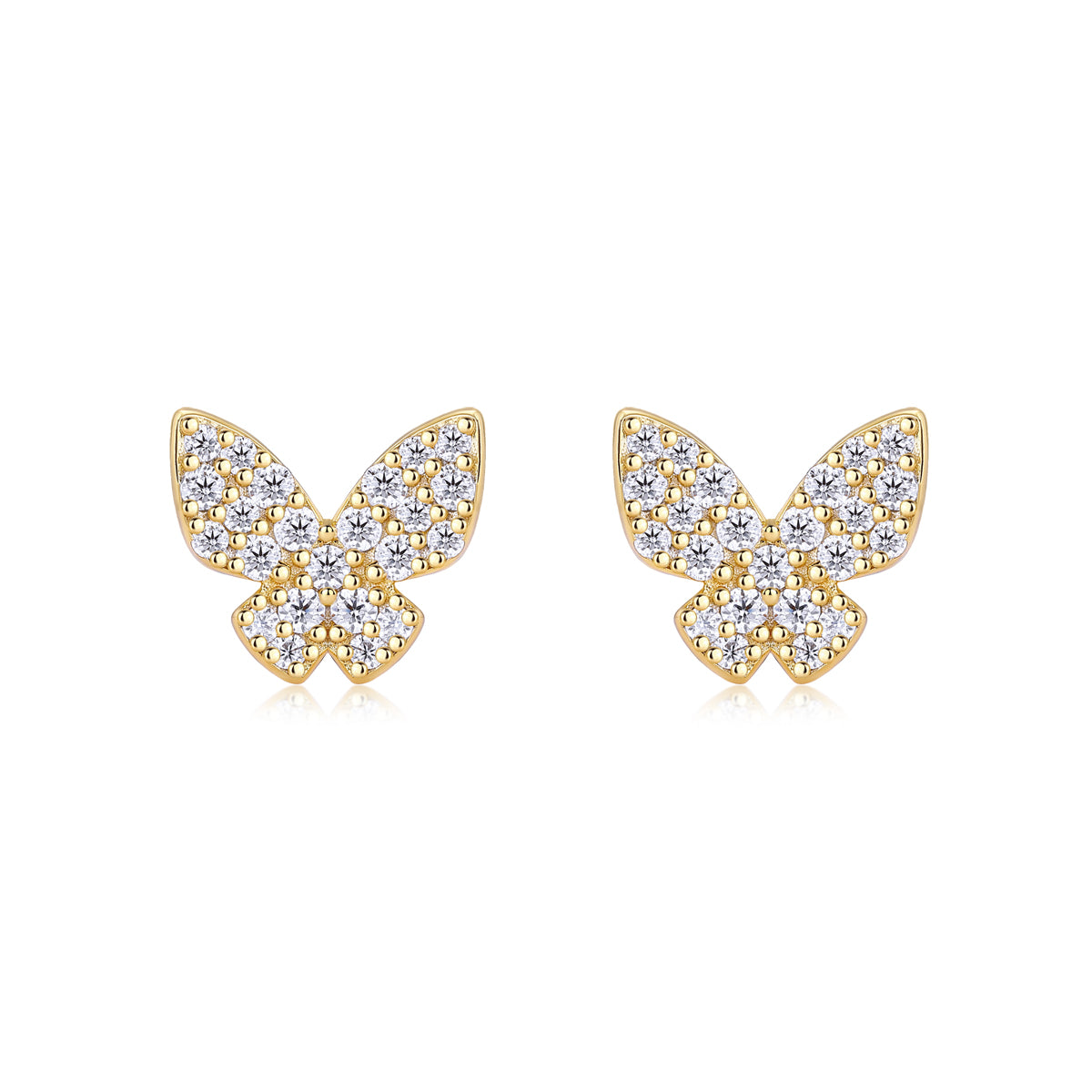 Golden Feather Butterfly - Premium Moissanite Luxury Fashion Light Luxury Jewelry Silver Stud Earrings S925 Silver Electroplated Gold