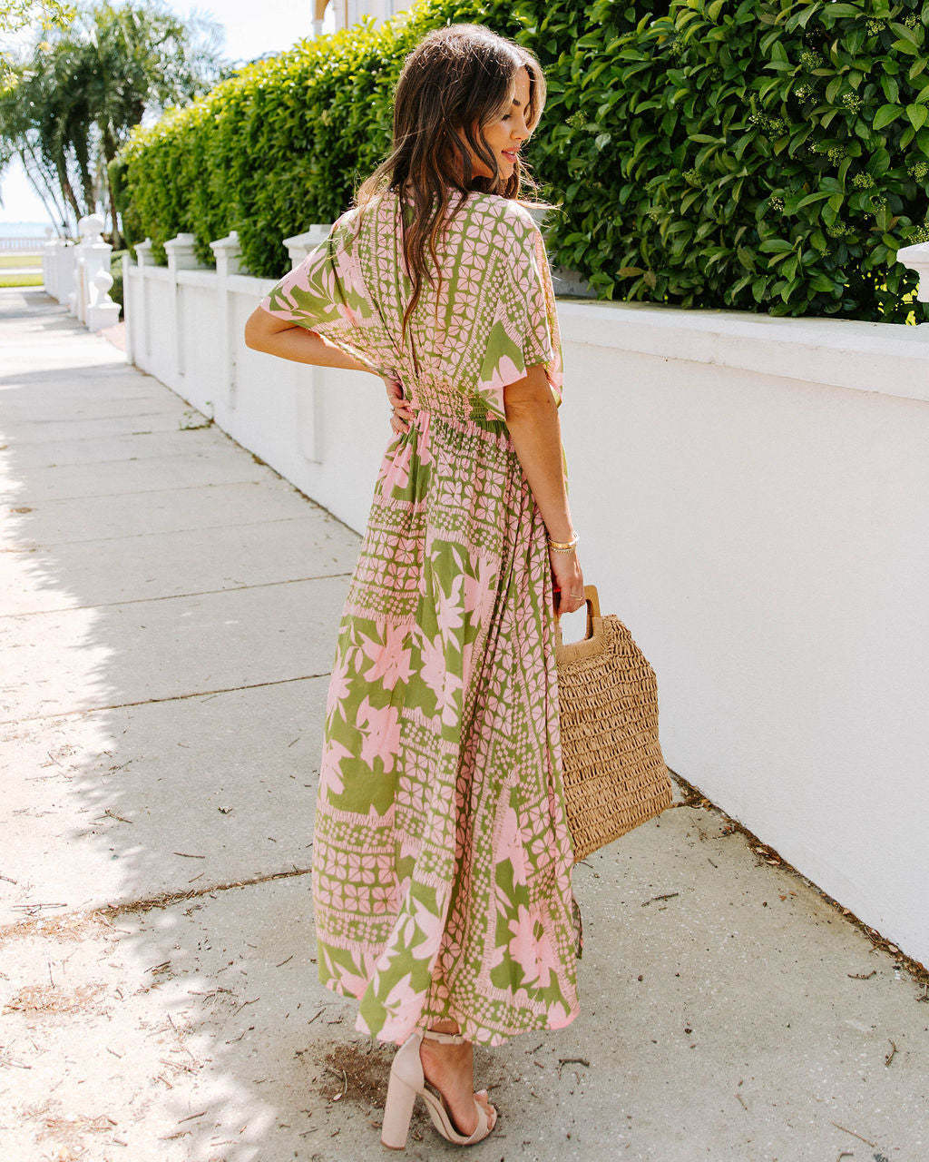 Summer New Hot Girl Fashion Printed Deep V Split Dress For Women