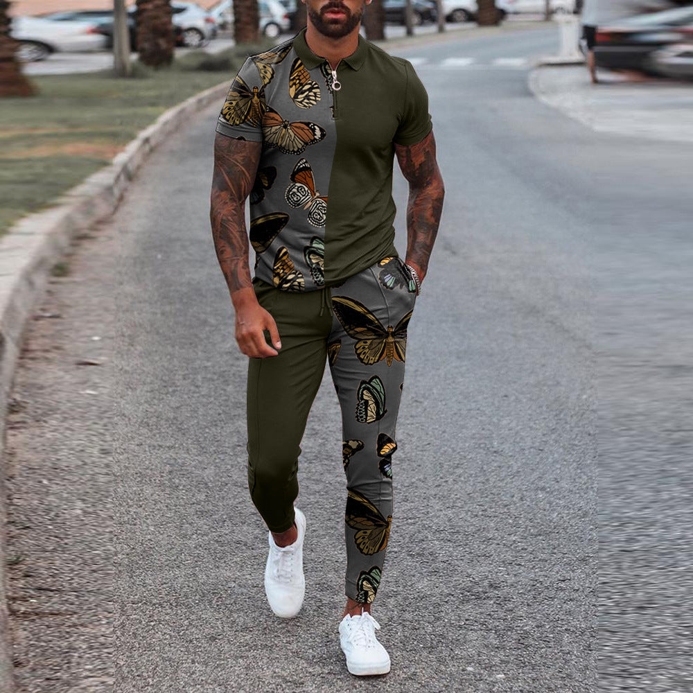 Summer Hot Style Cross-border Men's Slim Fit Trendy Casual Youth Suit