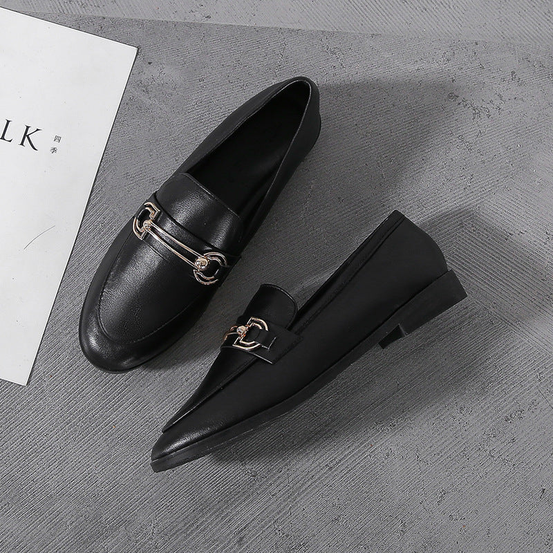 Small Leather Shoes For Women British Women's Shoes Slip-on