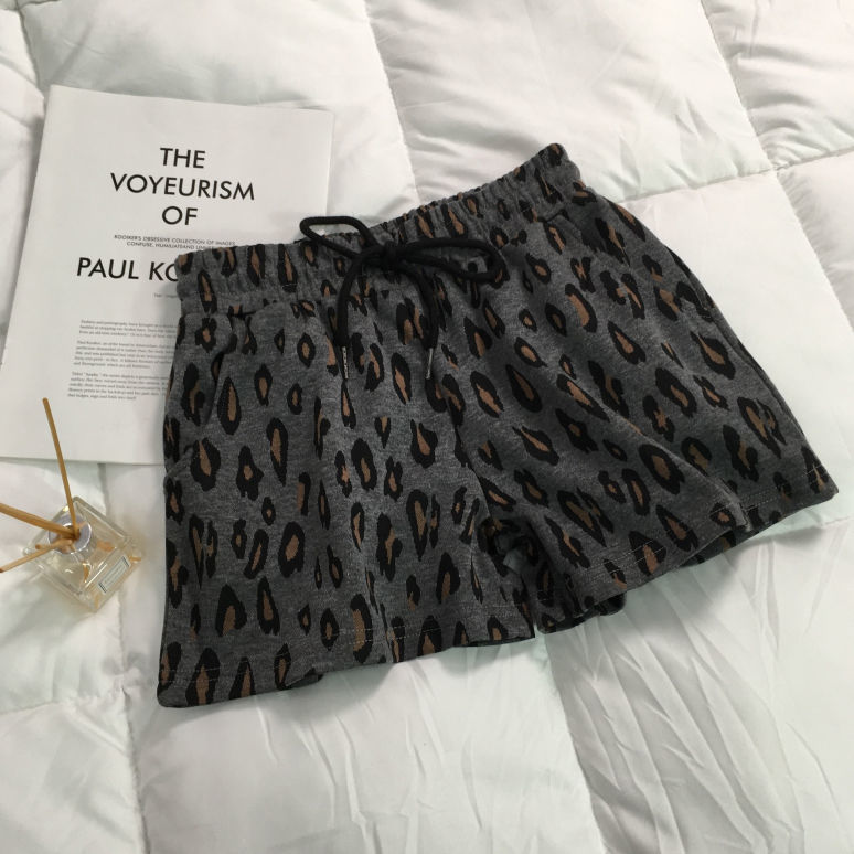 Leopard Print Shorts Casual Pants Women's Outer Wear Korean Spring And Summer Loose All-match High Waist Slimming Elastic Waist Wide Leg Pants Hot Pants