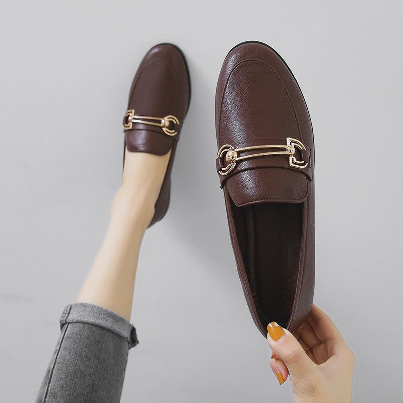 Small Leather Shoes For Women British Women's Shoes Slip-on
