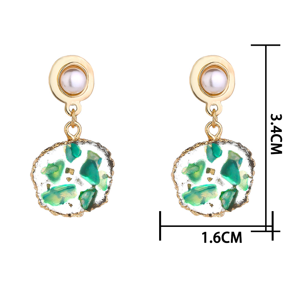 Creative hot-selling European and American retro earrings manufacturer source creative edge green crystal cluster pearl earrings women